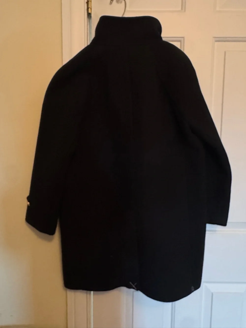 J. Crew Black Wool-Blend Funnel Neck Pea Coat with Gold Buttons - Picture 6 of 11
